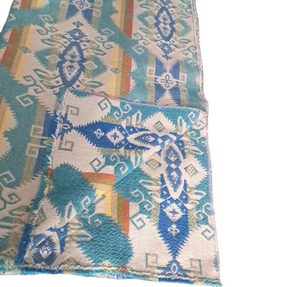 Vintage Woven Table Runner Tapestry Fabric Boho Southwestern Aztec 27' × 50" - Picture 2 of 5